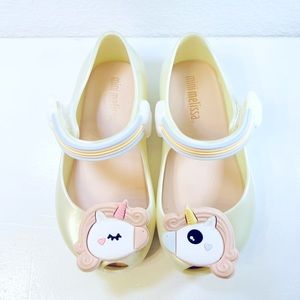 ♥️HP Mini Melissa Ultragirl Unicorn Ballet Flat Sz 7 White Pearl Pink Jellies